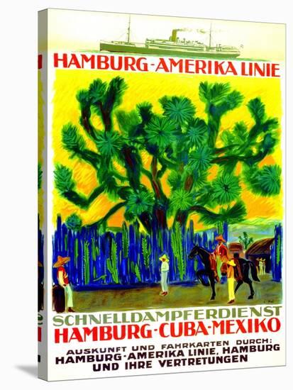 Poster Advertising the Hamburg American Line, 1923-null-Stretched Canvas