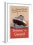 Poster Advertising the Liverpool Route to America and Canada with 'Cunard' Ferries, C.1950-null-Framed Giclee Print