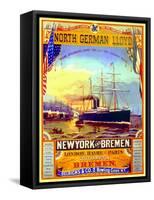 Poster Advertising the North German Lloyd Line, 1883-German School-Framed Stretched Canvas