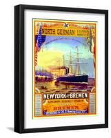 Poster Advertising the North German Lloyd Line, 1883-German School-Framed Giclee Print