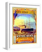 Poster Advertising the North German Lloyd Line, 1883-German School-Framed Giclee Print