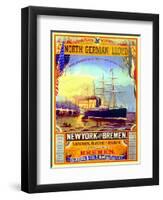 Poster Advertising the North German Lloyd Line, 1883-German School-Framed Premium Giclee Print