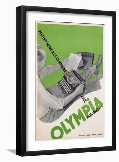 Poster Advertising the 'Olympia Portable' Typewriter-null-Framed Giclee Print