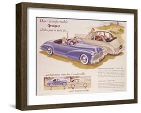 Poster Advertising the Peugeot 203, 1952-null-Framed Giclee Print