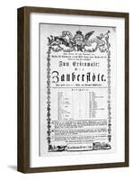 Poster Advertising the Premiere of "The Magic Flute" by Mozart at the Freihaustheater, 1791-null-Framed Giclee Print