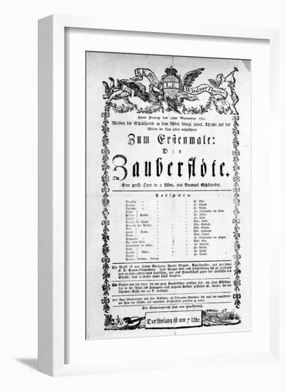 Poster Advertising the Premiere of "The Magic Flute" by Mozart at the Freihaustheater, 1791-null-Framed Giclee Print