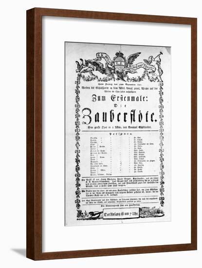 Poster Advertising the Premiere of "The Magic Flute" by Mozart at the Freihaustheater, 1791-null-Framed Giclee Print