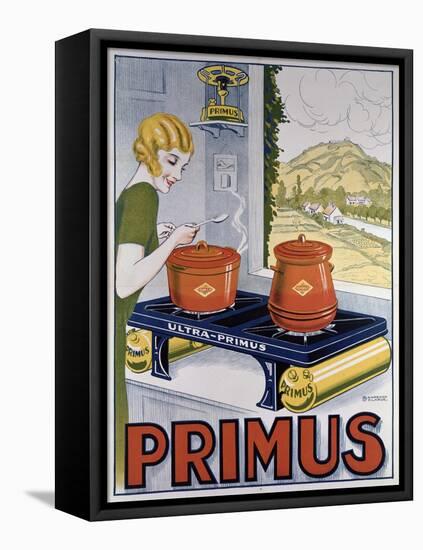 Poster Advertising the Primus Hob, Printed by Dampenon and Elarue-French School-Framed Stretched Canvas