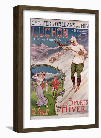 Poster Advertising the Resort of 'Luchon' with the 'Chemins de Fer d'Orleans', 1908-Ernest Louis Lessieux-Framed Giclee Print