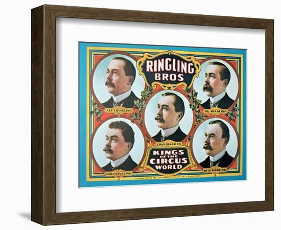 Poster Advertising the 'Ringling Bros. Kings of the Circus World', 1905 (Colour Litho)-American-Framed Giclee Print