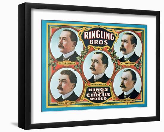 Poster Advertising the 'Ringling Bros. Kings of the Circus World', 1905 (Colour Litho)-American-Framed Giclee Print