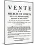 Poster Advertising the Sale of Marie-Antoinette's Furniture and Effects on the 25th August, 1793-null-Mounted Giclee Print