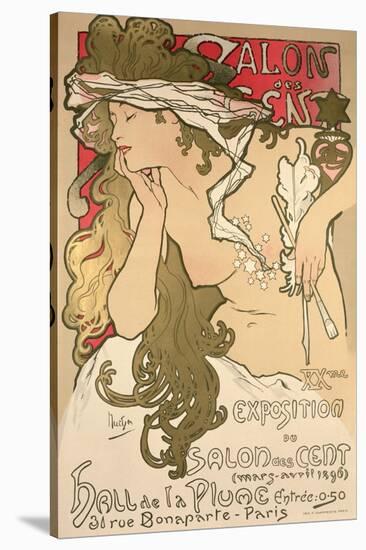 Poster Advertising the Salon Des Cent Exposition at the Hall De La Plume, 1896-Alphonse Mucha-Stretched Canvas