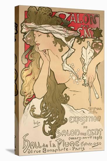 Poster Advertising the Salon Des Cent Exposition at the Hall De La Plume, 1896-Alphonse Mucha-Stretched Canvas