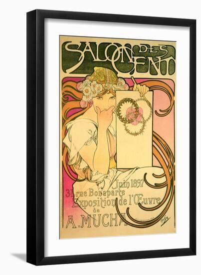 Poster Advertising the 'Salon Des Cent' Mucha Exhibition, 1897-Alphonse Mucha-Framed Giclee Print