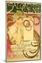 Poster Advertising the 'Salon Des Cent' Mucha Exhibition, 1897-Alphonse Mucha-Mounted Giclee Print