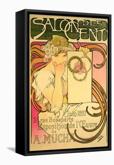 Poster Advertising the 'Salon Des Cent' Mucha Exhibition, 1897-Alphonse Mucha-Framed Stretched Canvas