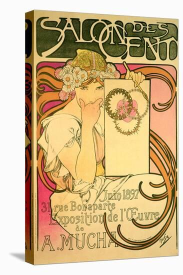 Poster Advertising the 'Salon Des Cent' Mucha Exhibition, 1897-Alphonse Mucha-Stretched Canvas