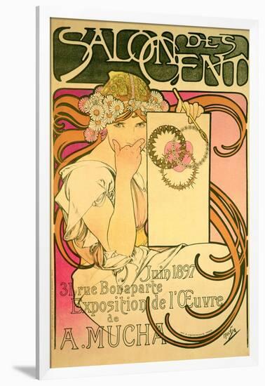 Poster Advertising the 'Salon Des Cent' Mucha Exhibition, 1897-Alphonse Mucha-Framed Giclee Print