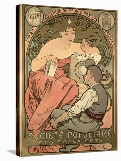 Poster Advertising the 'Societe Populaire Des Beaux-Arts, 1897-Alphonse Mucha-Stretched Canvas