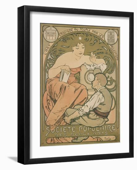 Poster Advertising the 'société Populaire Des Beaux-Arts', 1897-Alphonse Mucha-Framed Giclee Print