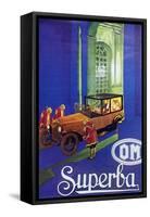 Poster Advertising the Superba Model of Officine Meccaniche Cars, 1929-null-Framed Stretched Canvas