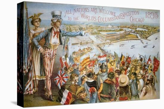 Poster Advertising the World's Columbian Exposition, Chicago 1893 (Colour Litho)-American-Stretched Canvas