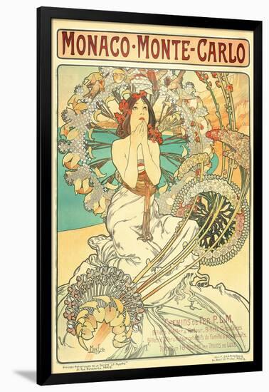 Poster Advertising Trains to Monte Carlo, Monaco, 1897-Alphonse Mucha-Framed Giclee Print