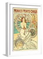 Poster Advertising Trains to Monte Carlo, Monaco, 1897-Alphonse Mucha-Framed Giclee Print