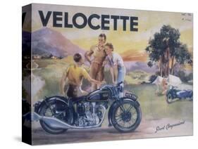 Poster Advertising Velocette Motor Bikes, 1936-null-Stretched Canvas