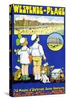 Poster Advertising Westende Beach At Ostende Belgium-null-Stretched Canvas