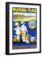 Poster Advertising Westende Beach At Ostende Belgium-null-Framed Art Print