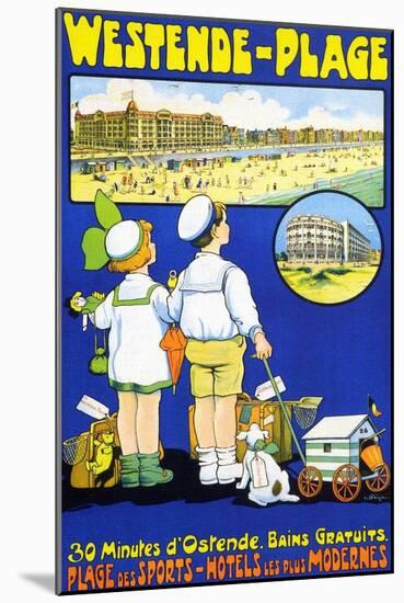 Poster Advertising Westende Beach At Ostende Belgium-null-Mounted Art Print