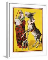 Poster Depicting a Clown and Donkey Singing-null-Framed Giclee Print