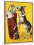 Poster Depicting a Clown and Donkey Singing-null-Stretched Canvas