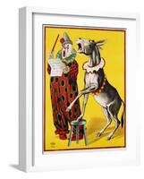 Poster Depicting a Clown and Donkey Singing-null-Framed Giclee Print