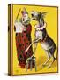 Poster Depicting a Clown and Donkey Singing-null-Stretched Canvas