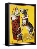 Poster Depicting a Clown and Donkey Singing-null-Framed Stretched Canvas