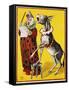 Poster Depicting a Clown and Donkey Singing-null-Framed Stretched Canvas
