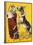 Poster Depicting a Clown and Donkey Singing-null-Stretched Canvas