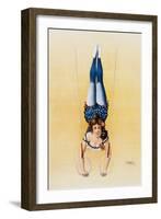 Poster Depicting a Female Acrobat Using Rings-null-Framed Giclee Print