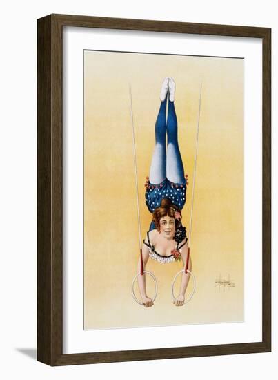 Poster Depicting a Female Acrobat Using Rings-null-Framed Giclee Print