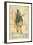 Poster Depicting a French Infantry Soldier, Holding a Rifle. a Map Of Europe Behind Him-null-Framed Giclee Print