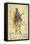 Poster Depicting a French Infantry Soldier, Holding a Rifle. a Map Of Europe Behind Him-null-Framed Stretched Canvas