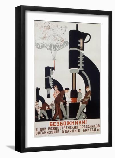 Poster Depicting a Soviet Factory, 1931-null-Framed Giclee Print