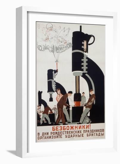 Poster Depicting a Soviet Factory, 1931-null-Framed Giclee Print