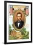 Poster Depicting Abraham Lincoln, the White House and the Log Cabin in Which He Was Born-null-Framed Giclee Print