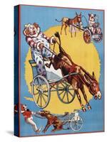 Poster Depicting Clowns and Donkeys-null-Stretched Canvas