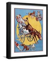 Poster Depicting Clowns and Donkeys-null-Framed Giclee Print