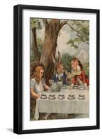 Poster Depicting the Mad Hatter's Tea Party from Alice in Wonderland (Colour Litho)-John (after) Tenniel-Framed Giclee Print